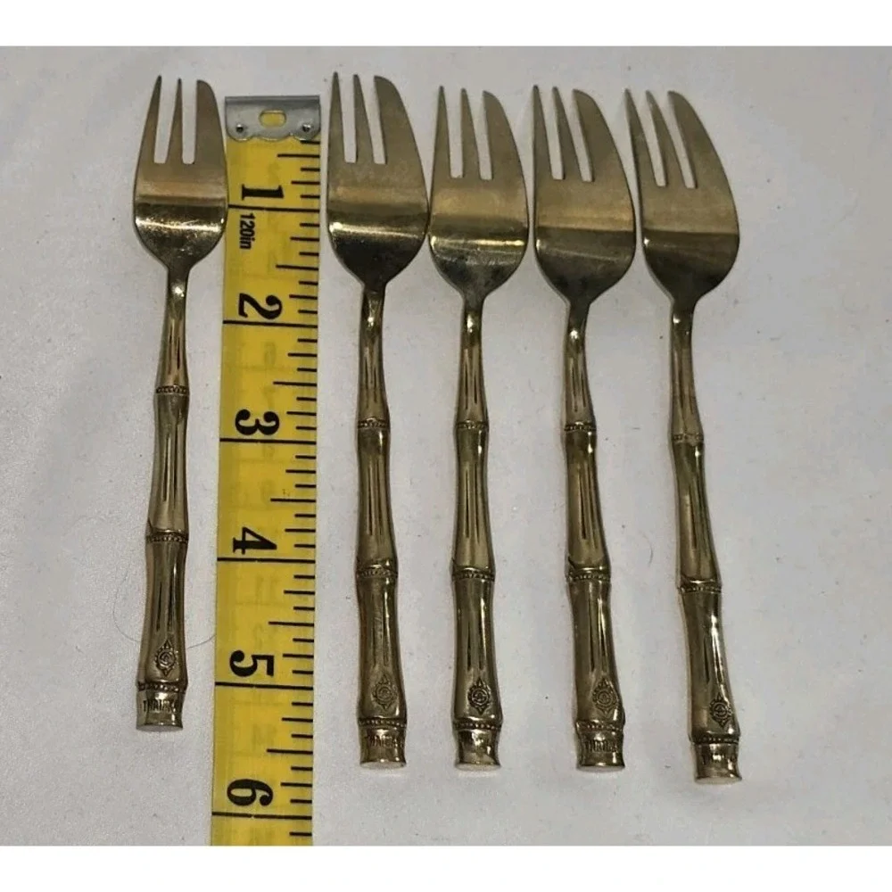 Wallace Bamboo Gold Plated‎ Set Of 5 Matching Forks Flatware